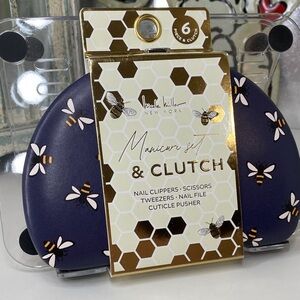 Nicole Miller Navy Bee Manicure Set & Clutch